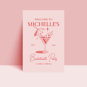Affiche Retro Cocktail Bachelorette Party Bienvenue