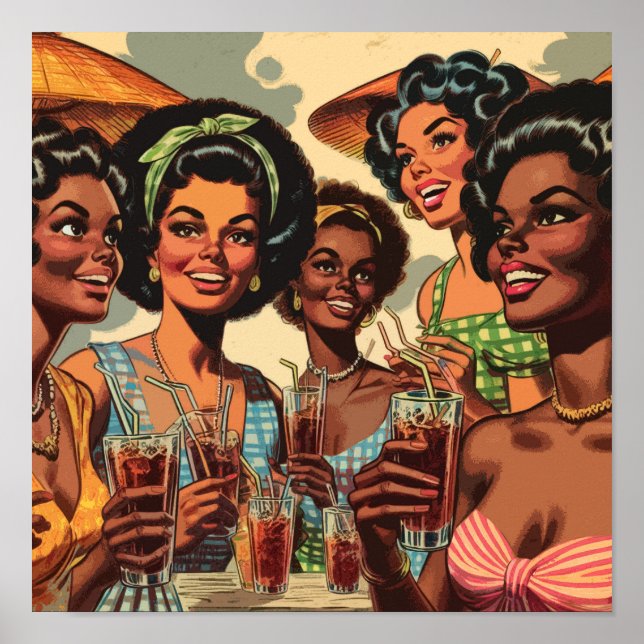 Affiche Retro Cocktail Party Girls (Devant)