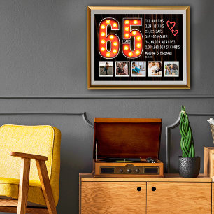 Affiche Retro Coeurs du 65e anniversaire Collage photo per