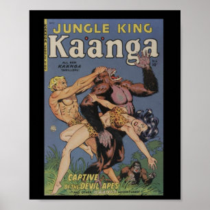 Affiche Retro Comic Book Cover Jungle Ape Pin Up