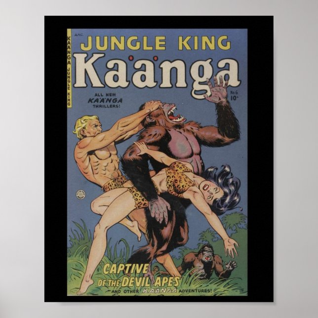 Affiche Retro Comic Book Cover Jungle Ape Pin Up (Devant)