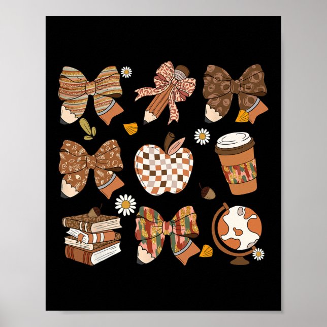 Affiche Retro Coquette Bow enseignant livre de café Thanks (Devant)