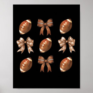 Affiche Retro Coquette Bow Football Américain Thankgiving