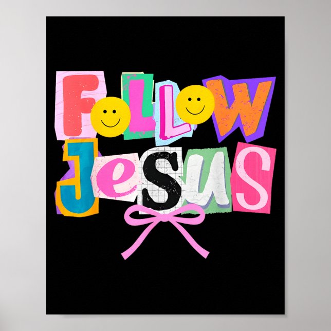 Affiche Retro Coquette Cute Follow Jesus Bible Verse Faith (Devant)