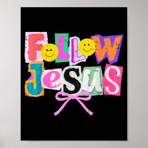 Affiche Rétro Coquette Mignonne Suivre Jésus Verset Bibliq