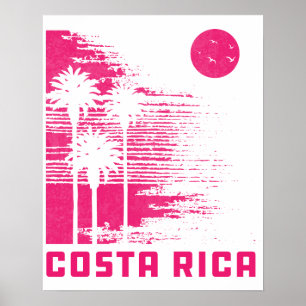 Affiche Retro Costa Rica Beach Surfing Wave Vintage