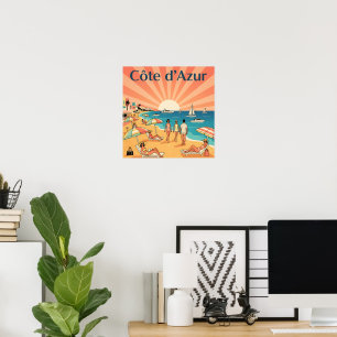 Affiche Retro Côte d'Azur Voyage : 1960s Côte d'Azur