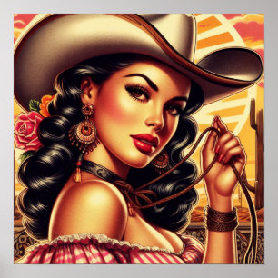 Affiche Retro Cowgirl