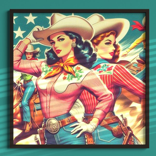 Affiche Retro Cowgirls Pin-ups (Créateur téléchargé)
