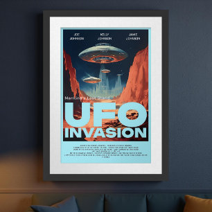 Affiche Retro Customisé Sci Fi UFO Home Theatre Film