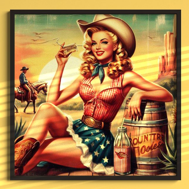 Affiche Retro Cute Cowgirl (Créateur téléchargé)