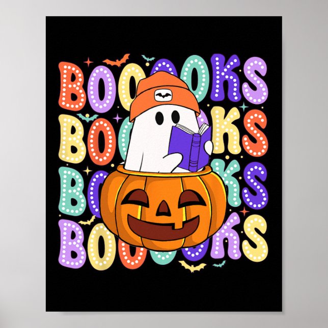 Affiche Retro Cute Ghost Enseignant Halloween Librairie Li (Devant)