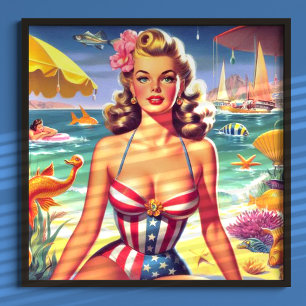 Affiche Retro Cute Summer Pin up