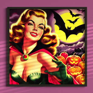 Affiche Retro Cute Vampire Pin-up