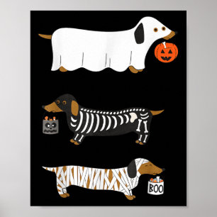 Affiche Retro Dachshund Halloween Wiener Chien Citrouille