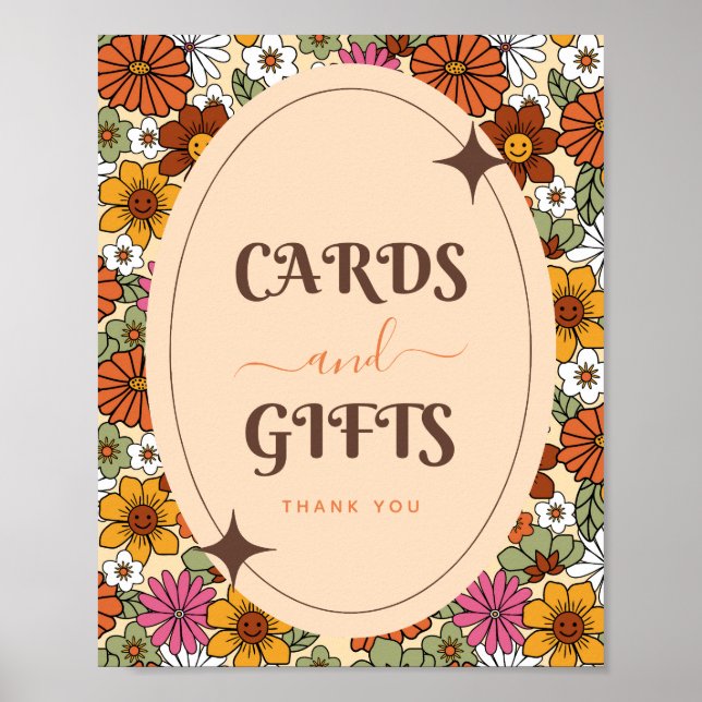 Affiche Retro Daisy Floral Super Hippie Cartes & Cadeaux (Devant)