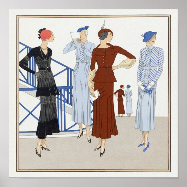 Affiche Retro Dames Casquettes talons en attente Fashion S (Devant)