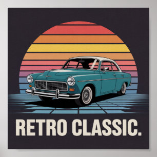 Affiche Rétro de Berline Classique des Années 50 a
