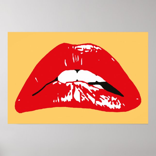 Affiche rétro de lèvres sensuelles mordant (Devant)