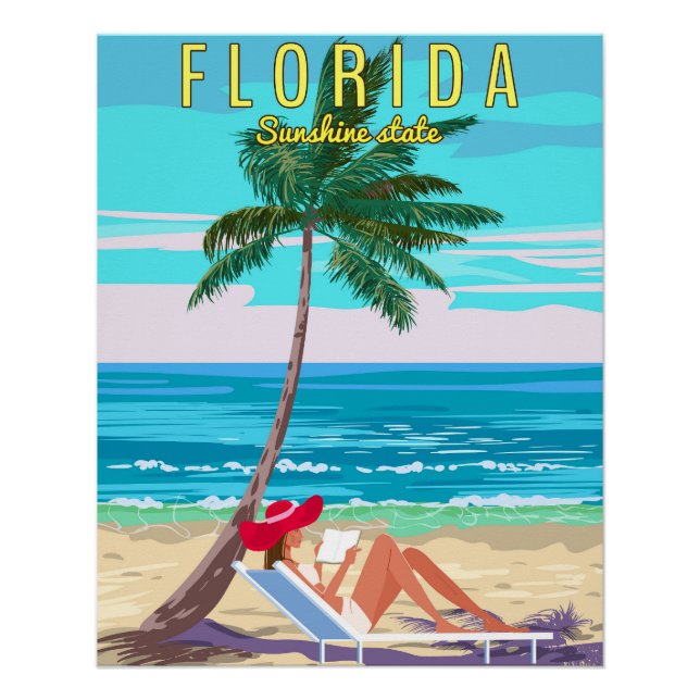 Affiche Rétro de Plage de Floride (Devant)
