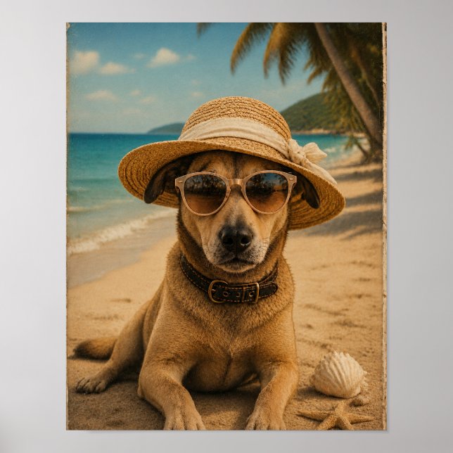 Affiche Rétro de Plage Personnalisée avec Image et (Devant)
