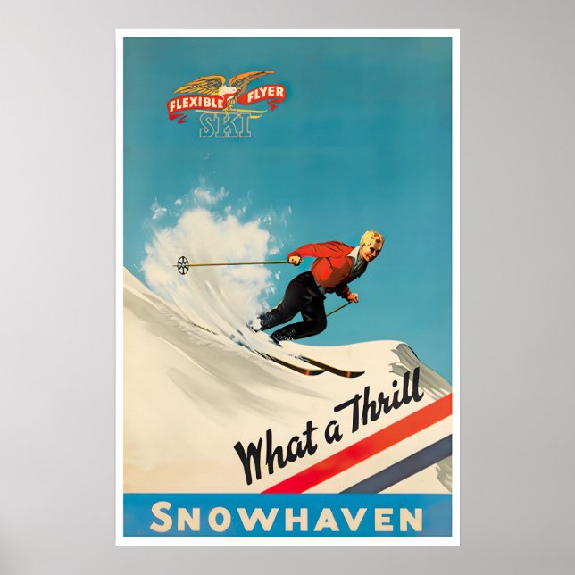 Affiche rétro de ski vintage Snowhaven Art Idaho (Devant)