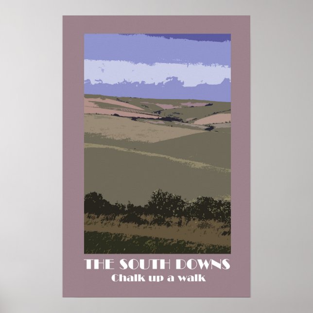Affiche rétro de style South Downs des années 1920 (Devant)