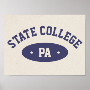 Affiche Rétro de Style Varsity pour State College,