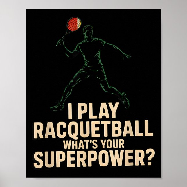 Affiche rétro de superpuissance de racquetball drô (Devant)