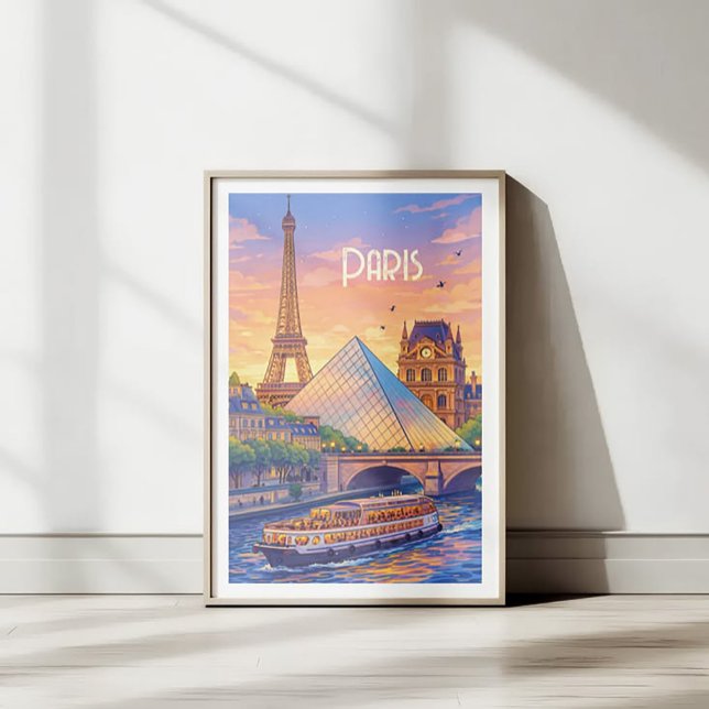 Affiche rétro de voyage à Paris - Tour Eiffel & Lo (Créateur téléchargé)