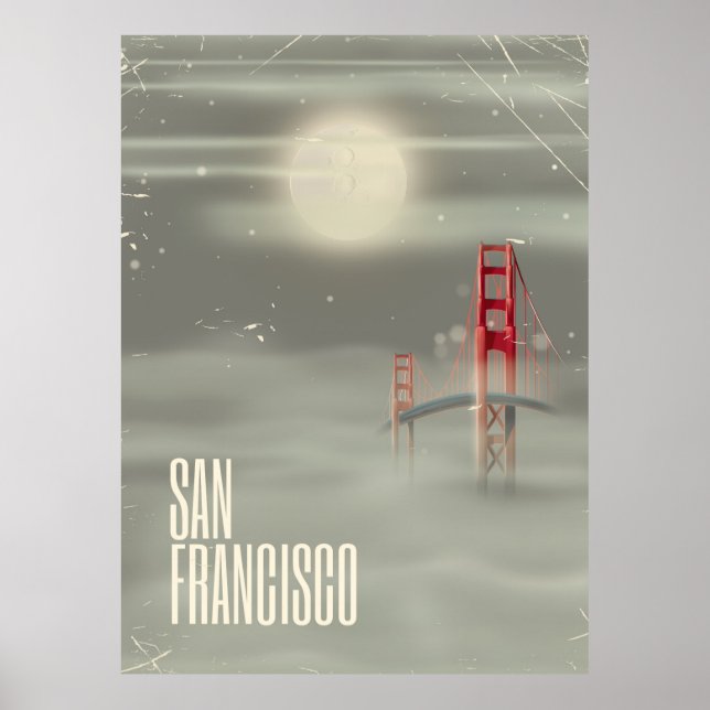 Affiche rétro de voyage à San Francisco (Devant)