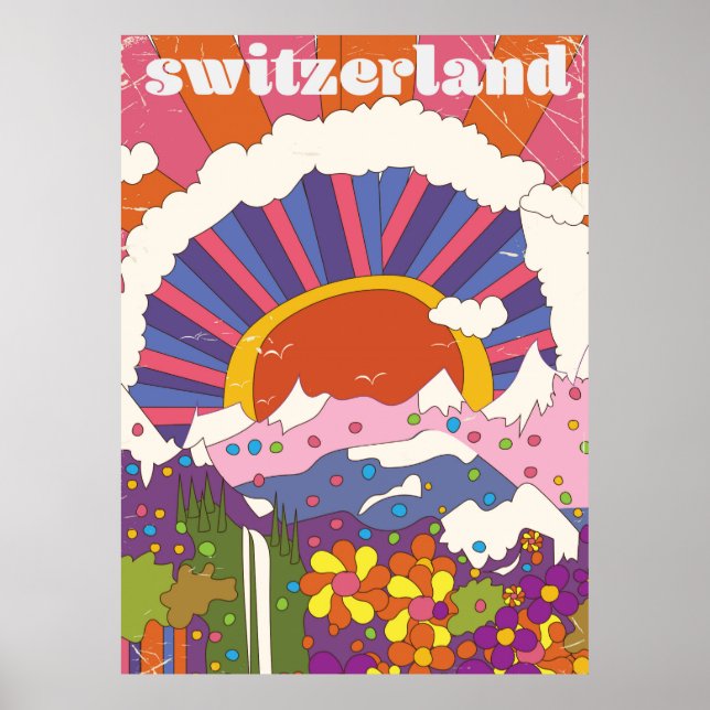 Affiche rétro de voyage en Suisse (Devant)
