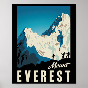 Affiche rétro de voyage pour l'escalade du mont Ev