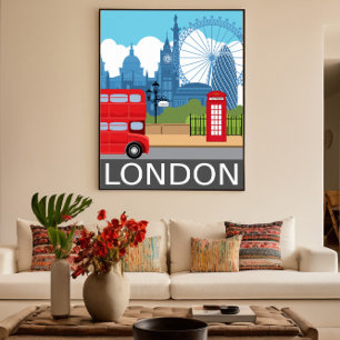 Affiche rétro de voyage sur la skyline de Londres 