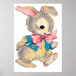 affiche rétro décor lapin de Pâques vintage