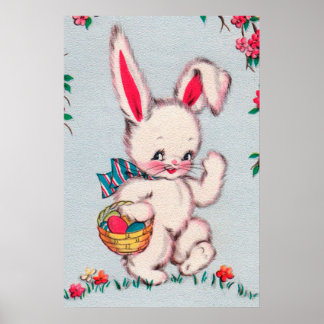affiche rétro décor lapin de Pâques vintage