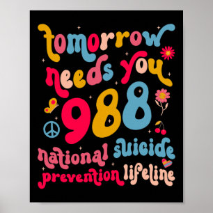 Affiche Retro demain a besoin de vous 988 Prévention du su