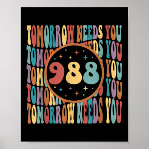 Affiche Retro Demain a besoin de vous soleil 988 Suicide P