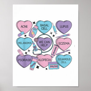 Affiche Retro Dermatologie Valentines Jour Coeur Candy Der