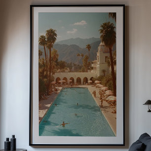 Affiche Retro Desert Oasis : Palm Springs Poolside Bliss
