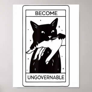Affiche Retro Devenir ingouvernable Chat Noir Mâle de mors