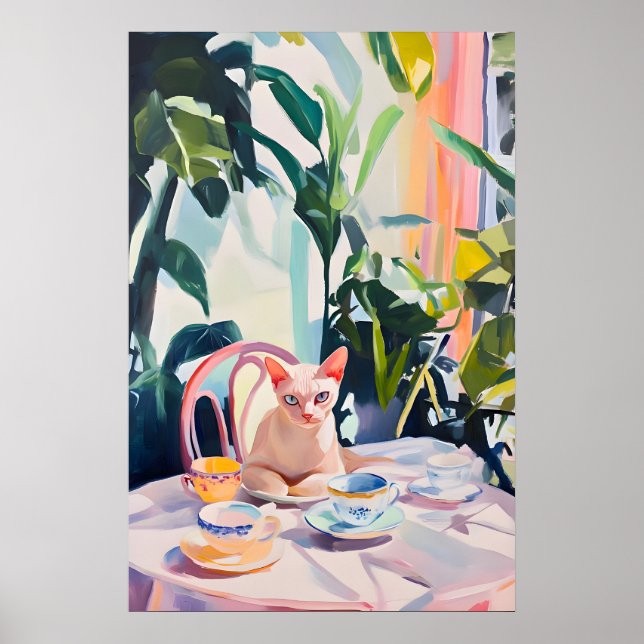 Affiche Rétro Devon Rex, Peinture à l'Huile Devon  (Devant)