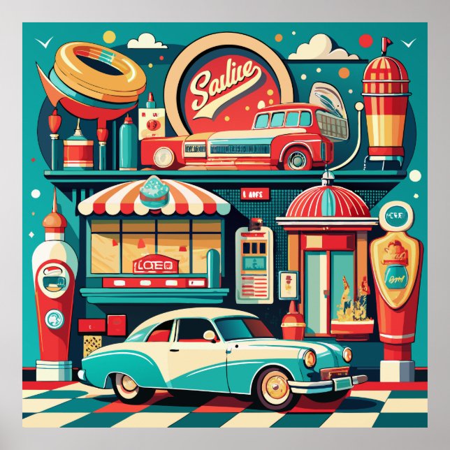 Affiche Retro Diner Americana (Devant)
