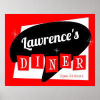 Retro Diner Red and Black Starburst Custom Kitchen