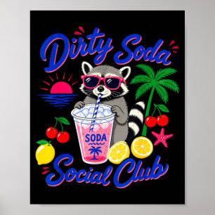 Affiche Retro dirty soda social club raton laveur été