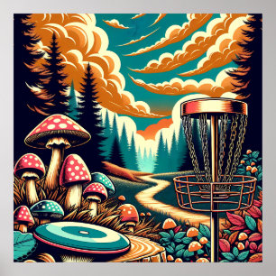 Affiche Retro Disc Golf Psychedelic Art