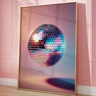 Affiche Retro Disco Ball Wall Art, les années 70 esthétiqu