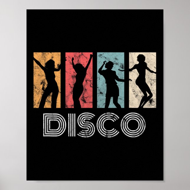 Affiche Retro Disco Dance les années 70 danseuse de fête d (Devant)