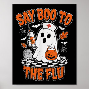 Affiche Retro Dites Boo À La Grippe Drôle Soky Ghost Nurse