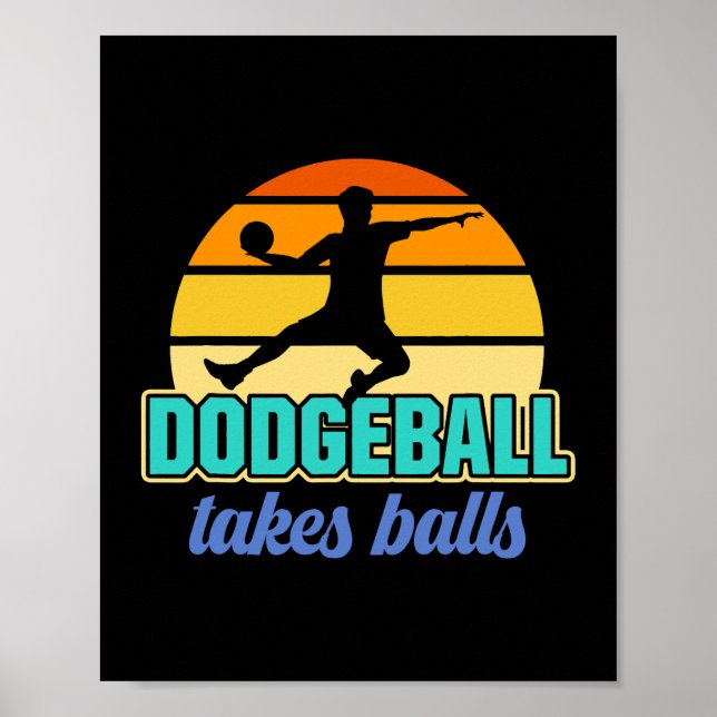 Affiche Retro Dodgeball prend des boules Dodgeball joueur (Devant)